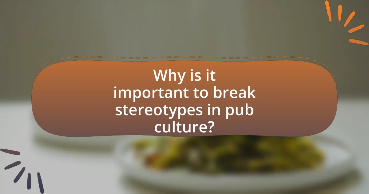 Why is it important to break stereotypes in pub culture?